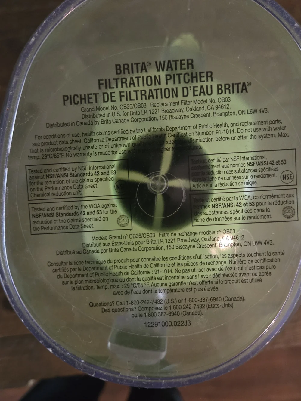 Brita Grand 10-Cup Water Filter Pitcher Lime Green OB36/OB03 Filter Indicator